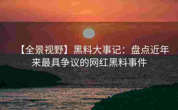 【全景视野】黑料大事记：盘点近年来最具争议的网红黑料事件