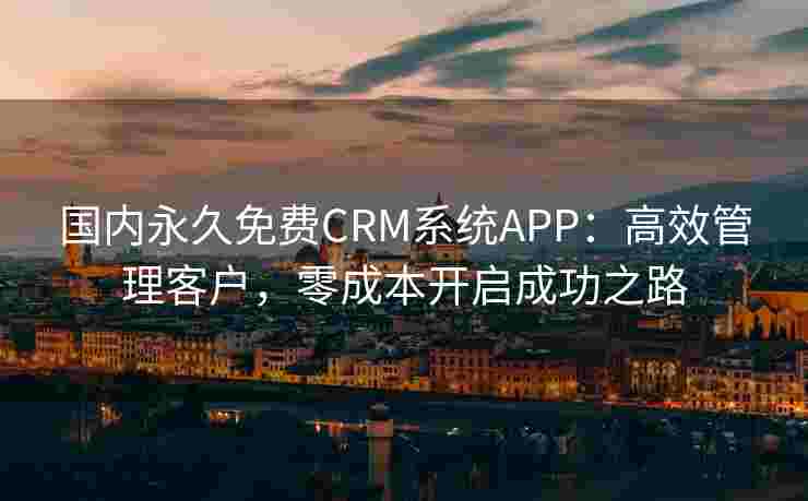 国内永久免费CRM系统APP：高效管理客户，零成本开启成功之路